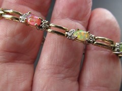 EHJ VINTAGE FAS 925 STERLING SILVER BRACELET GOLDTONE WASH MULTI-COLOR SETTINGS
