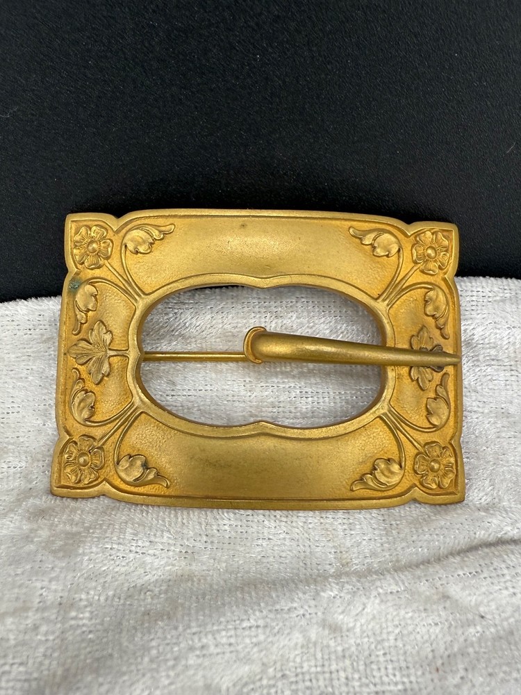 Vintage Sash Brooch Pin Buckle Victorian Gold Tone