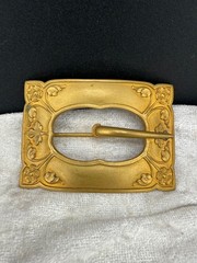 Vintage Sash Brooch Pin Buckle Victorian Gold Tone
