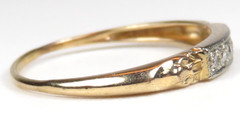 Antique Art Deco 1920 Diamond Wedding Band 14K White Yellow Ring Size 6.75 UK-N