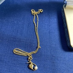 VTG Gold Toned. Cultured Pearl Pendant Necklace 16” Nos