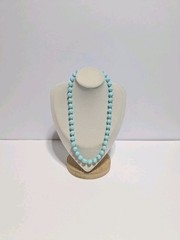 Vintage Blue Round Faceted Acrylic Bead Necklace 17″. Retro Style.