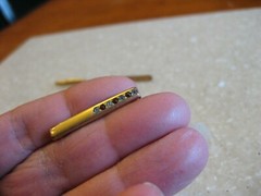 Lot 5 Antique Bar Pins Gemstones? Shell, Etched Floral, Solid Gold Top