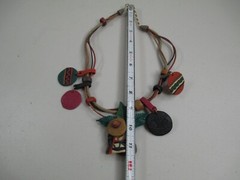 Vintage Artisan Necklace Siesta Polymer Clay Convertible pin pendant OOAK