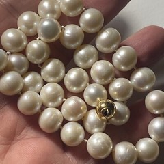 Necklace Cultured Pearl 14k 9mm Ball Clasp Big Pearls 10mm To 11mm Big Pearls