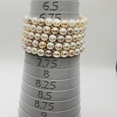 Freshwater Cultured Pearl Bracelet 5 Strand Pink White Lavender Stretch Woven