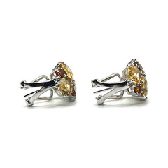 EA Earrings Huggie 0.5″ Citrine Quartz Prong Set Omega Back Cluster Sterling 925