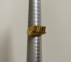 Vintage NIKE Swoosh Logo Gold Chrome Metal Ring Jewelry Novelty Collectible