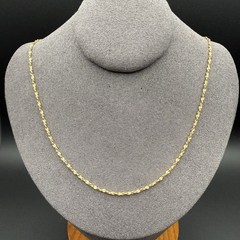 Vintage Gold Tone Twisted Singapore Chain Necklace Minimal Classic Diamond Cut
