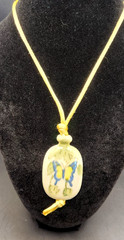 Avon Tender Butterfly Hand Painted Ceramic Pendant Silk-Like Necklace – VTG 1979