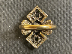 Vintage Sarah Coventry Faux Amethyst Pearl Filigree Cluster Ring Gold Tone S-7