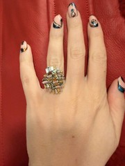 Vintage Fancy Color Baguette Diamond Ring . 2.94 DTW 14Kt White Gold.