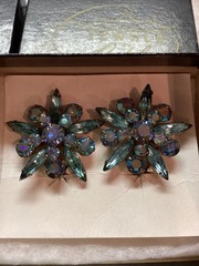 judy lee brooch earring set – Blue & Teal Stones