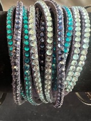Lot 7 pc Silver & Turquoise Tone Blue Eagle Feather Bangle Bracelet Jewelry D37
