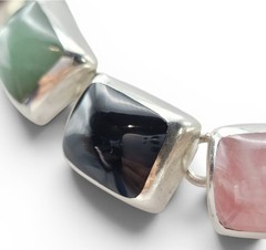 Estate Statement Taxco TZ-17 Sterling Silver Multi Stone Necklace 101g Rainbow
