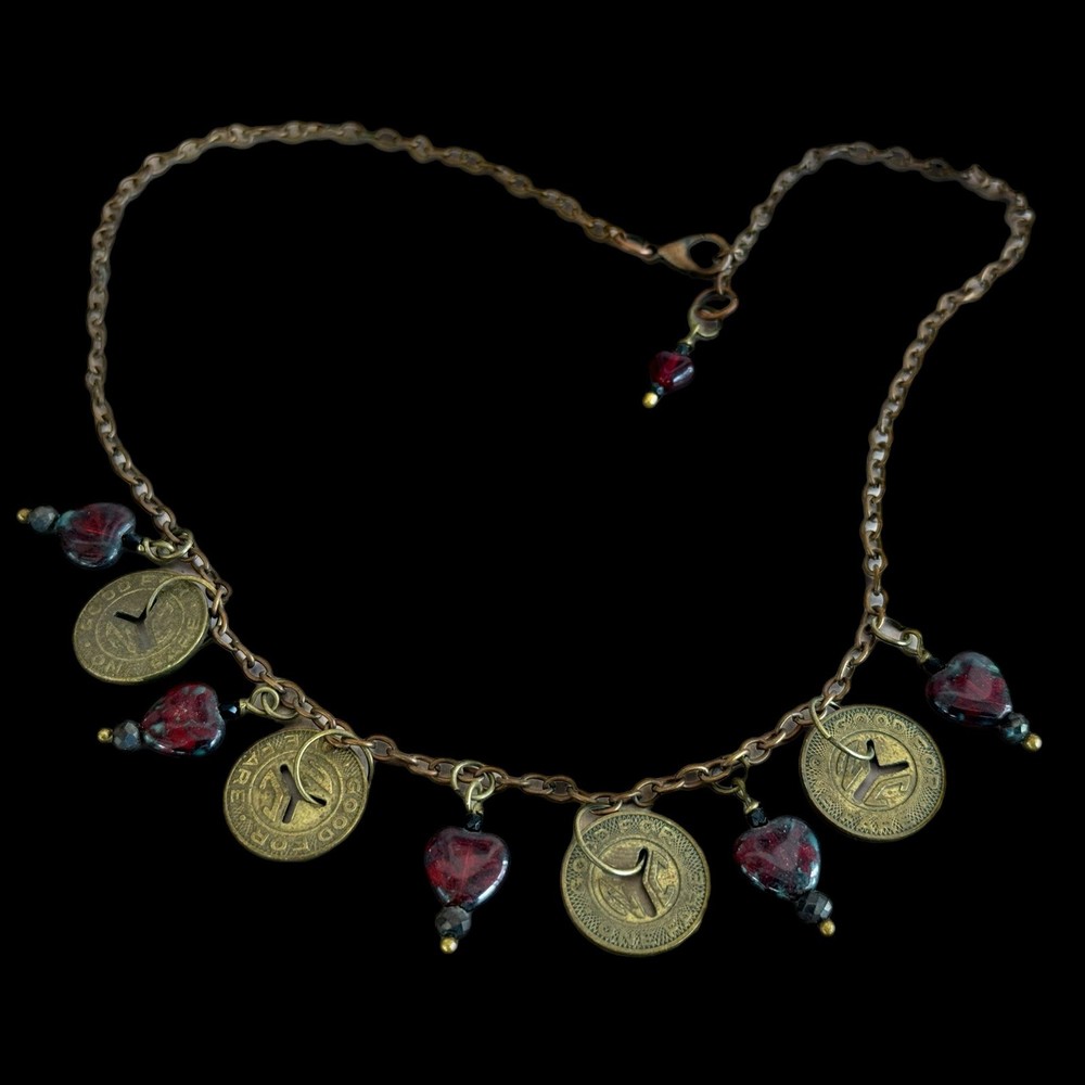 Vintage 1950’s NYC Subway Transit Token Romantic Charm Necklace
