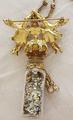 Vintage RARE HTF Retired Kirks Folly Angel Folly Dust Necklace/Pin w/Box 36″