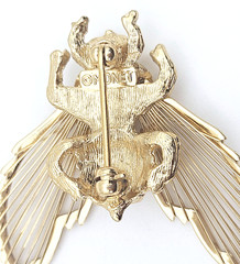 Monet Gold Tone Bee Brooch Pin Large Openwork Wings 40mm Vintage