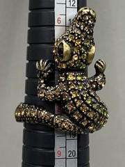 Vintage Alligator Crocodile Adjustable Ring Multi Colored Rhinestones