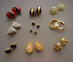 VTG Earrings Pierced Lot Career 80s 90s Statement 10 Pair Mix Goldtone