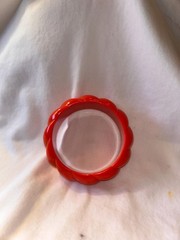 1980s Chunky Orange Lucite Twisted Rope Ribbed Bangle Bracelet