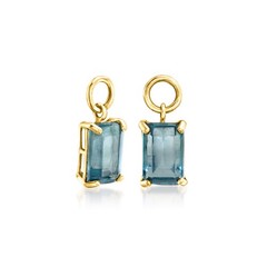 RS Pure by Ross-Simons London Blue Topaz Hoop Charms in 14kt Yellow Gold
