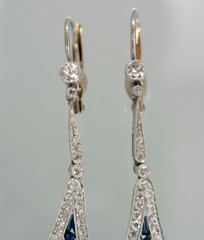 Milgrain Art Deco Drop Earrings 2.5 Ct Simulated Diamond 14K White Gold Plated