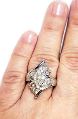 Beautiful 10KT Diamond Cluster Ballerina Cocktail Ring