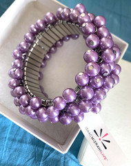 Isaac Mizrahi Live lilac faux pearl stretch bracelet