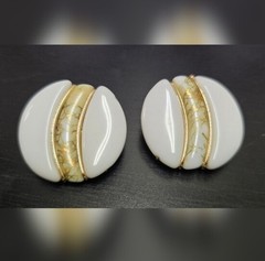 Vintage Milk Glass Signed Western Germany Clip On Earrings