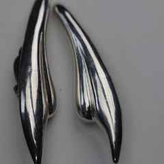 Wing Design Heavy Clip on Earrings Sterling Silver