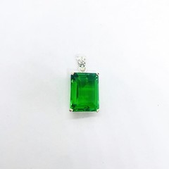 Handmade Green Emerald Cut Pendant Necklace: Healing Crystal Jewelry