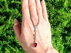 Antique 2.10Ct Pear Cut Ruby and 2.04Ct Diamond Platinum Pendant Circa 1915