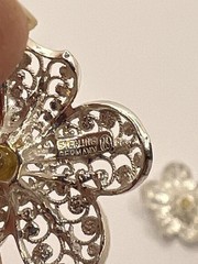 Willi Nonnenmann 1950’s Sterling Silver Filigree 24mm Plumeria Clip-On Earrings