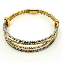 Vintage Two Tone Twisted Cable Multi-Strand Bangle Bracelet Gold Silver Tone