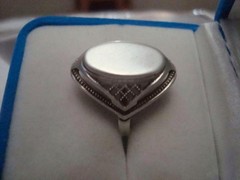 Vintage 925 Sterling Silver Signet Ring Star Hallmark Oval Top Filigree Size 7.5