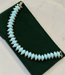 Crown Trifari 7” Bracelet Set: Egyptian Turquoise & Etruscan Link Revival Theme
