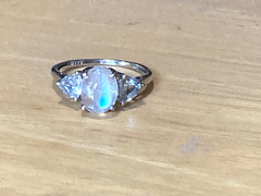 Vintage Sterling Silver Ring Moonstone Aquamarine/Blue Topaz? 925 7.5 AS IS