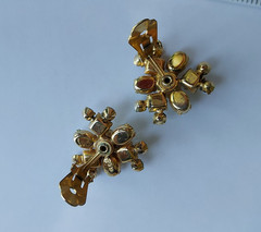 Weiss Aurora Borealis Earrings Prong Set Crystal Vintage Clip On Pair