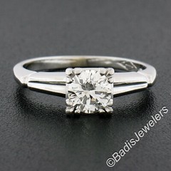 Vintage 14K Gold 0.66ct Round Brilliant Diamond in Square Basket Engagement Ring