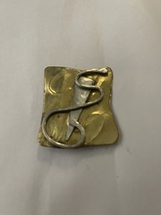 vintage copper and metal brooch