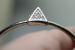 Noir DC comics Jewelry Pyramid Pave Crystal spike Bangle Bracelet silver tone