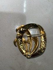 Vintage 1980’s Spiral Gold Tone Matte & Shiny TONA Brooch Pin Jewelry S7