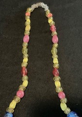 Antique Peking Glass Necklace Strand (95) Beads Various Colors, Shapes , Sizes