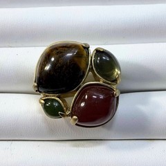 Vintage Lia Sophia Spiceberry Cocktail Ring Size 9 Tiger’s Eye Agate Multi Stone