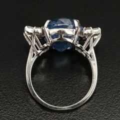 Platinum Natural Unheated 14.24 tcw Sapphire & Diamond Ring, GIA Report