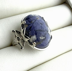 JTV Ring Sterling Silver Purple Stone Floral Flower Oval 925 Size 9 BBJ