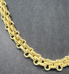 Vtg Christian Dior Gold Plated Fancy Link Chunky Chain Choker 17.75” L x .5″ W