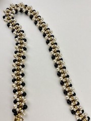 Lady Remington Faux Pearl Beaded Cluster Necklace ~ White Black With Gold Tone