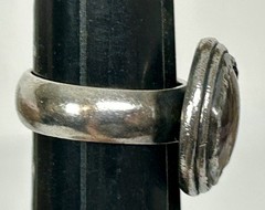 Vintage Sterling Silver Tiger Iron Ring Size 7.5